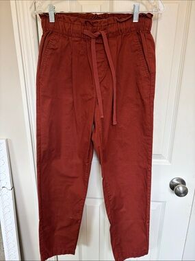 LOFT Rust Red Paperbag Waist Chinos